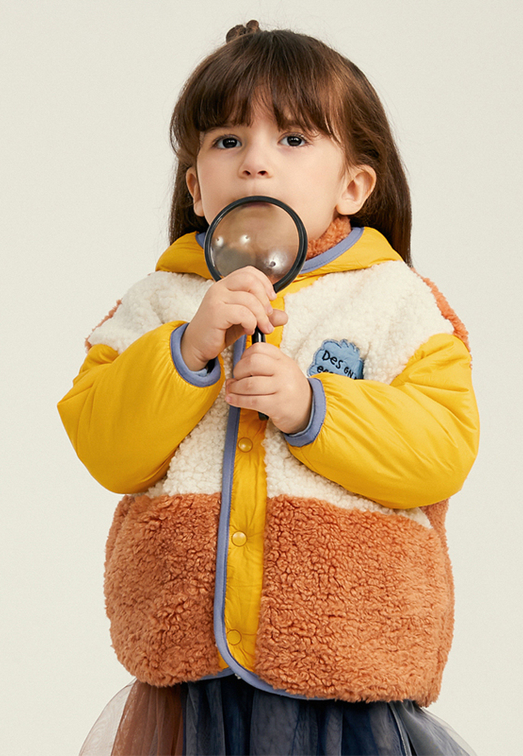 M.Latin 男女小童棉襖撞色拼接設計保暖羊羔絨外套