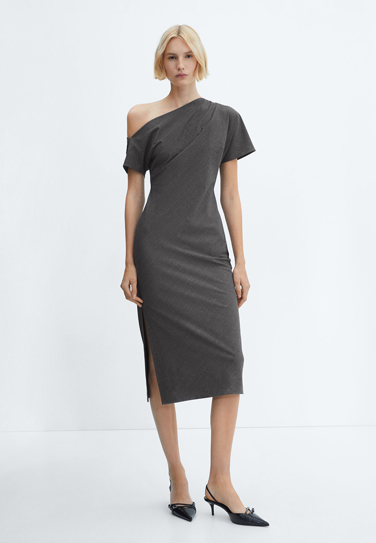 Mango Asymmetrical Dress With Side Slit