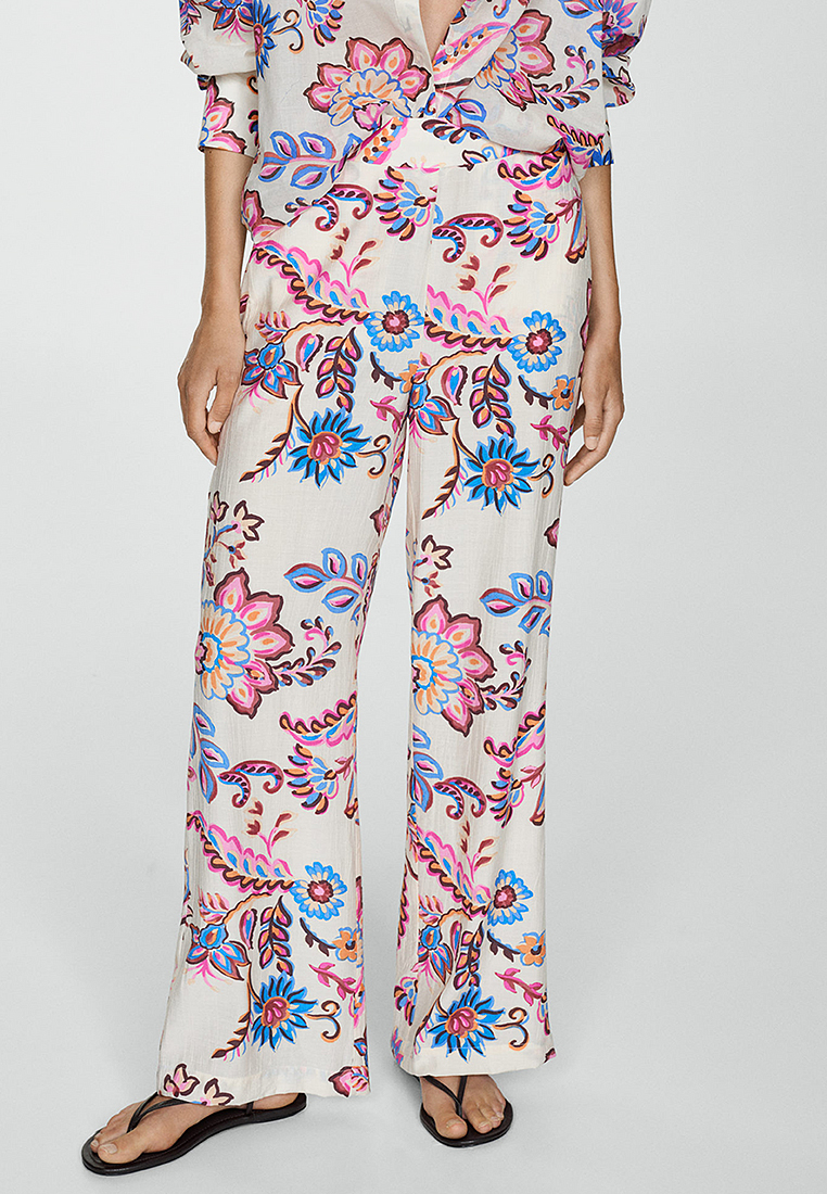 Mango Printed Straight Trousers