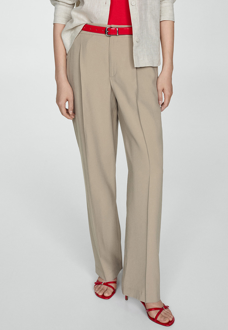 Mango Pleat Straight Trousers