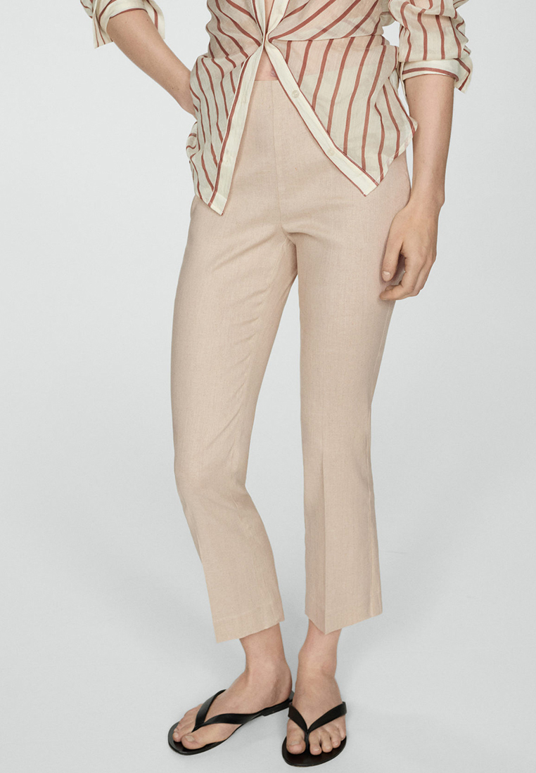 Mango Linen Flare Trousers