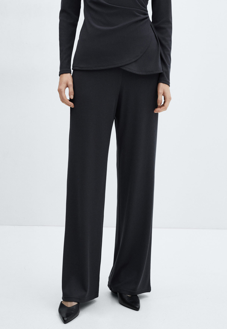 Mango Wide Leg Trousers With Elastic Waist