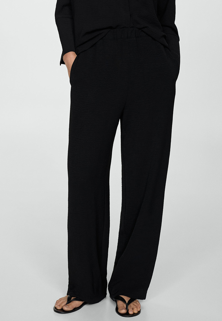 Mango Textured Flowy Trousers