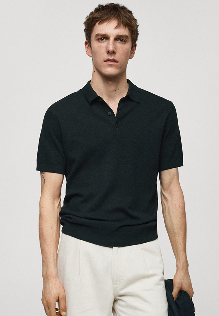 MANGO Man Short-Sleeved Knitted Polo Shirt