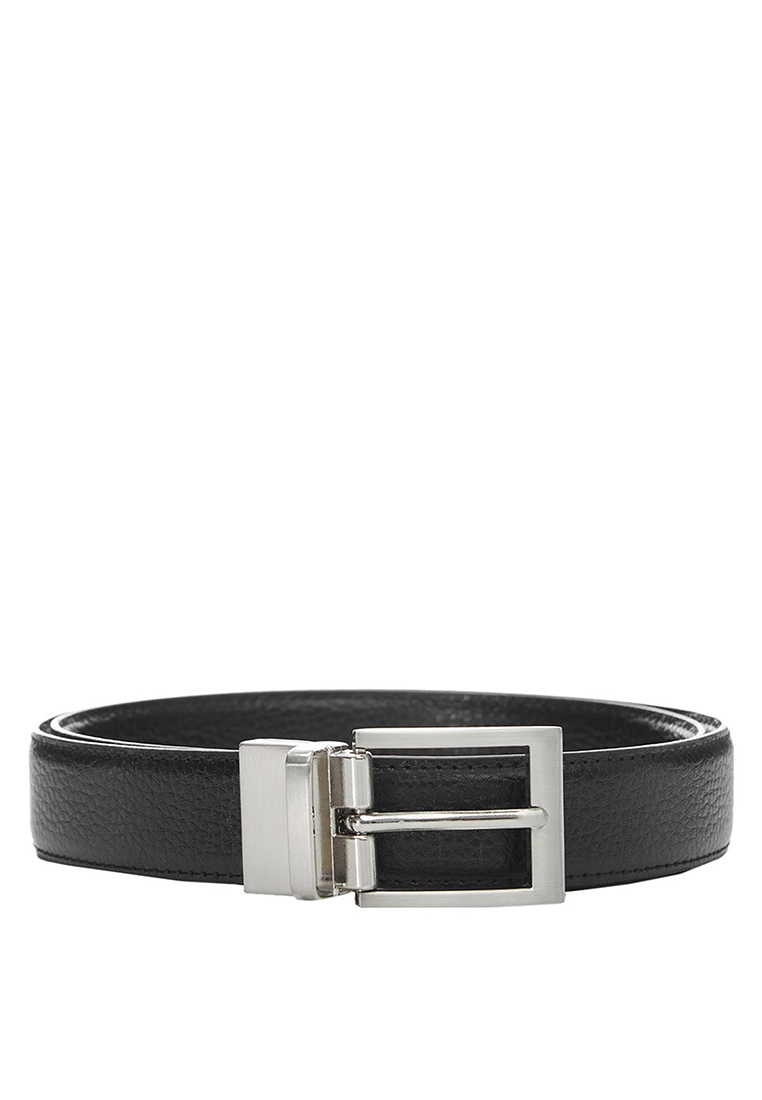 MANGO Man Leather Belt With Square Buckle