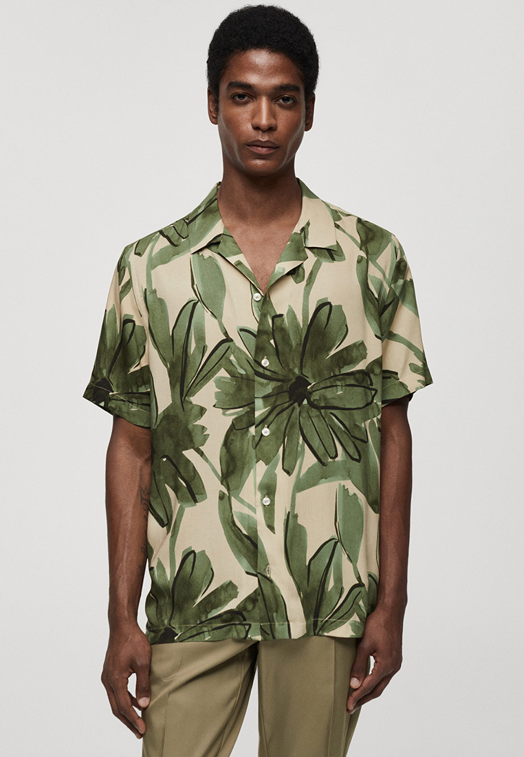 MANGO Man Flowing Tropical Print Shirt