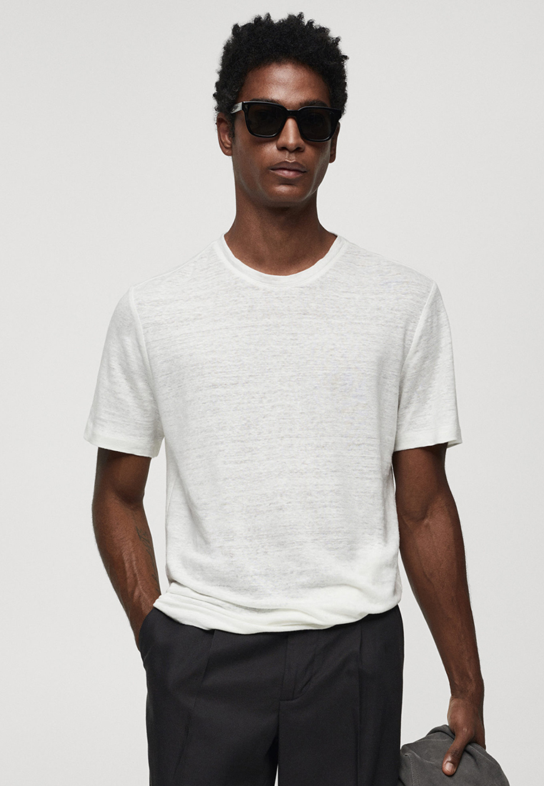 MANGO Man Slim-Fit Linen T-Shirt