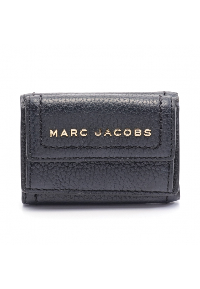 二奢 Pre-loved Marc Jacobs THE GROOVE PEBBLED MINI TRIFOLD The groove mini Trifold trifold wallet compact wallet leather black