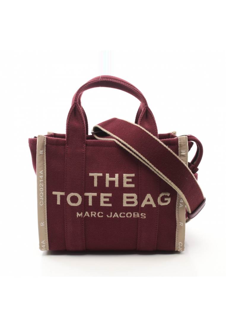 二奢 Pre-loved Marc Jacobs THE JACQUARD mini Handbag tote bag canvas Bordeaux beige 2WAY