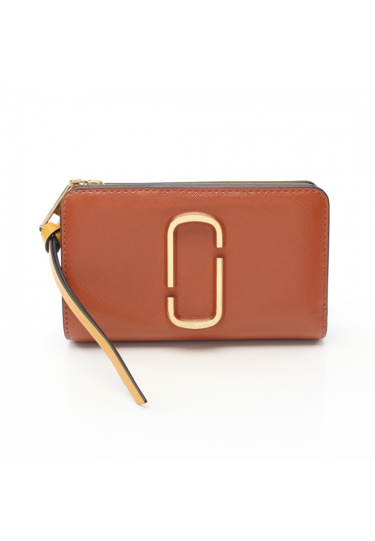 二奢 Pre-loved Marc Jacobs snap shot compact wallet Bi-fold wallet leather light brown Dark gray