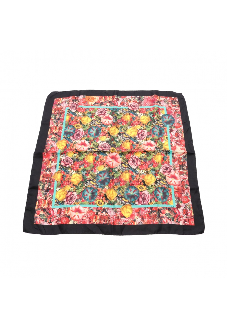 二奢 Pre-loved MARNI scarf floral pattern silk black multicolor