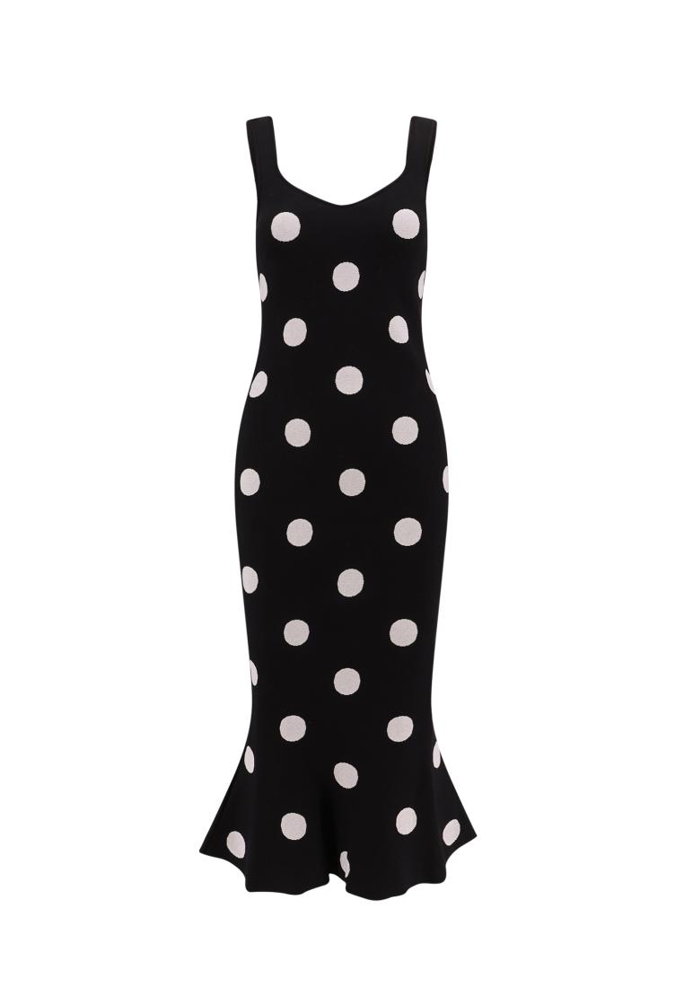 Stretch viscose dress with polka-dot motif - MARNI - Black