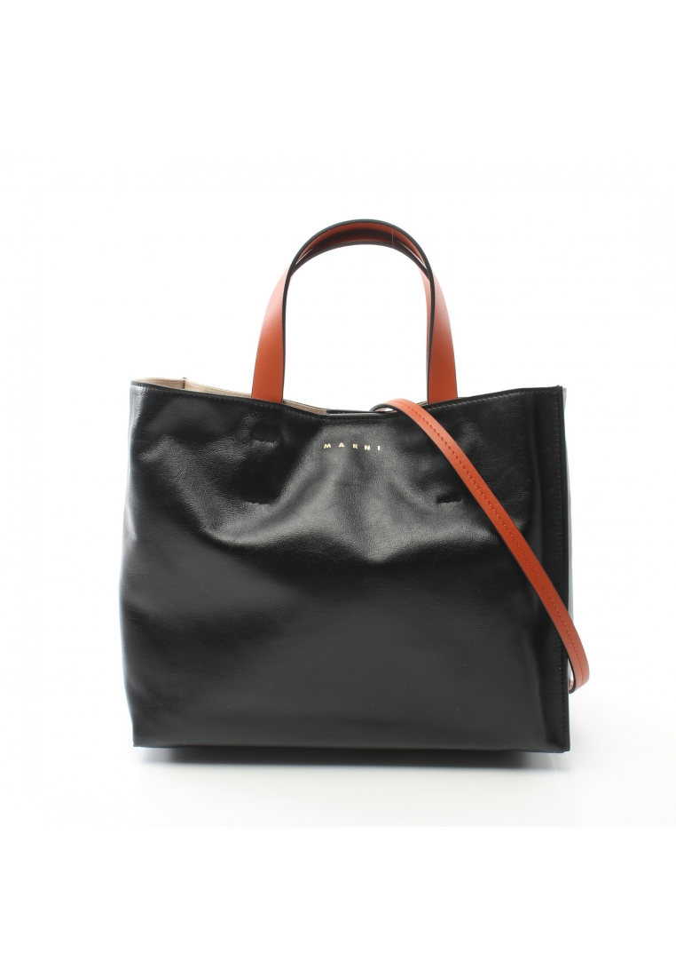 二奢 Pre-loved MARNI MUSEO SOFT Handbag leather black Khaki green light brown 2WAY