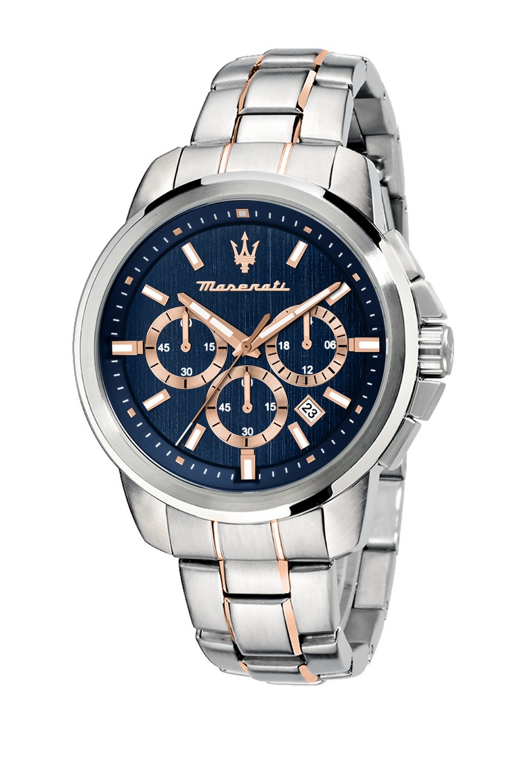 Maserati 【2年保修】 瑪莎拉蒂Successo系列44mm 男士鋼帶三眼計時石英腕錶 -R8873621008