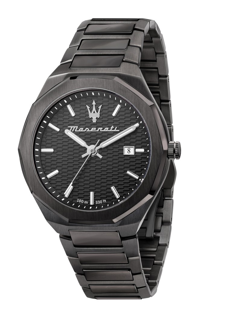 【2年保修】 Maserati Stile系列 45mm 錶盤 男士曜石黑不銹鋼石英腕錶 R8853142001