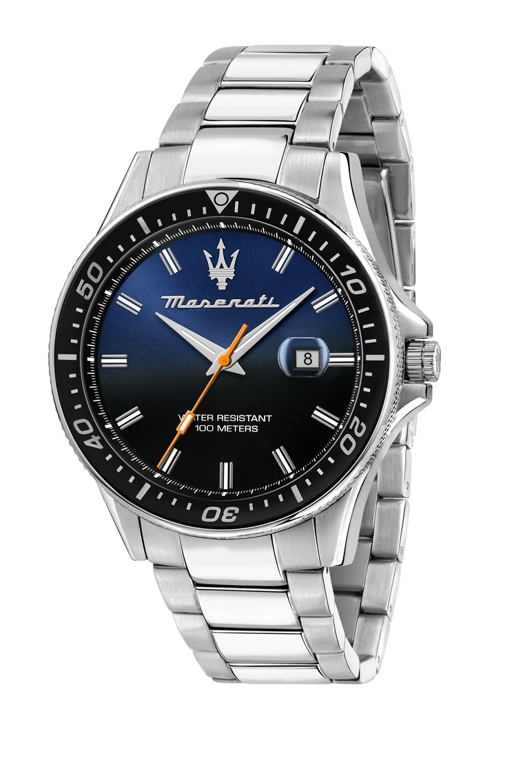 【2年保修】 Maserati Sfida系列 44mm 藍色錶盤男士石英腕錶 R8853140001