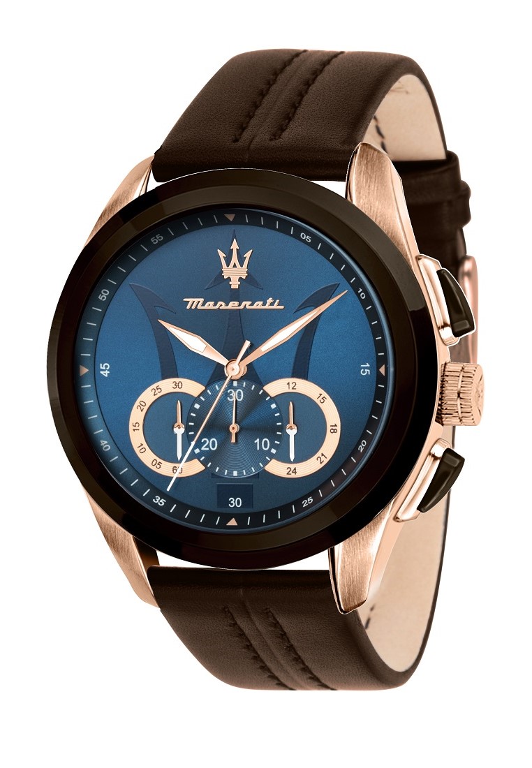 Maserati 瑪莎拉蒂 Traguardo 啡色皮帶計時手錶 R8871612024
