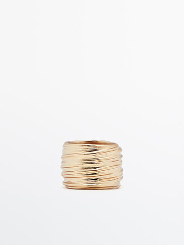 Massimo Dutti 紋理鍍金戒指