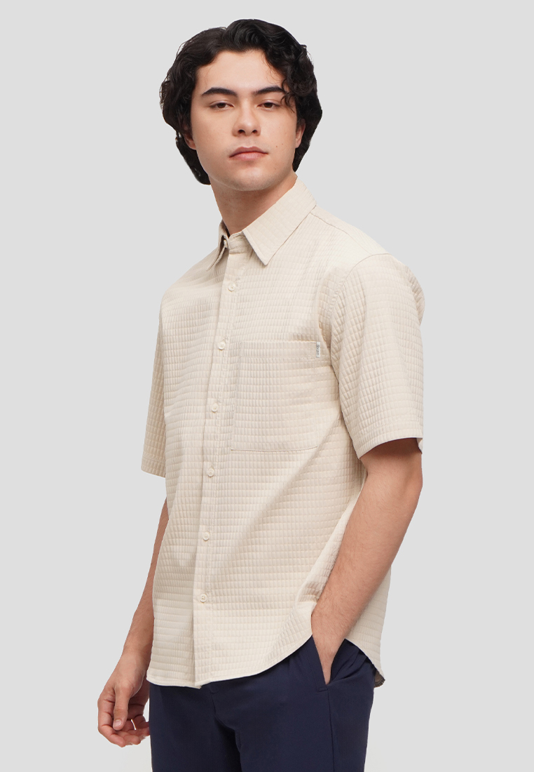 MEMO Textured Relaxed Fit Short Sleeves Shirt