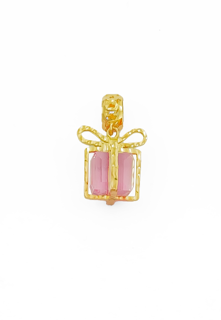 Merlin Goldsmith 916 Gold Princess Crystal Series Charms / Pendant - Pink Crystal Gift
