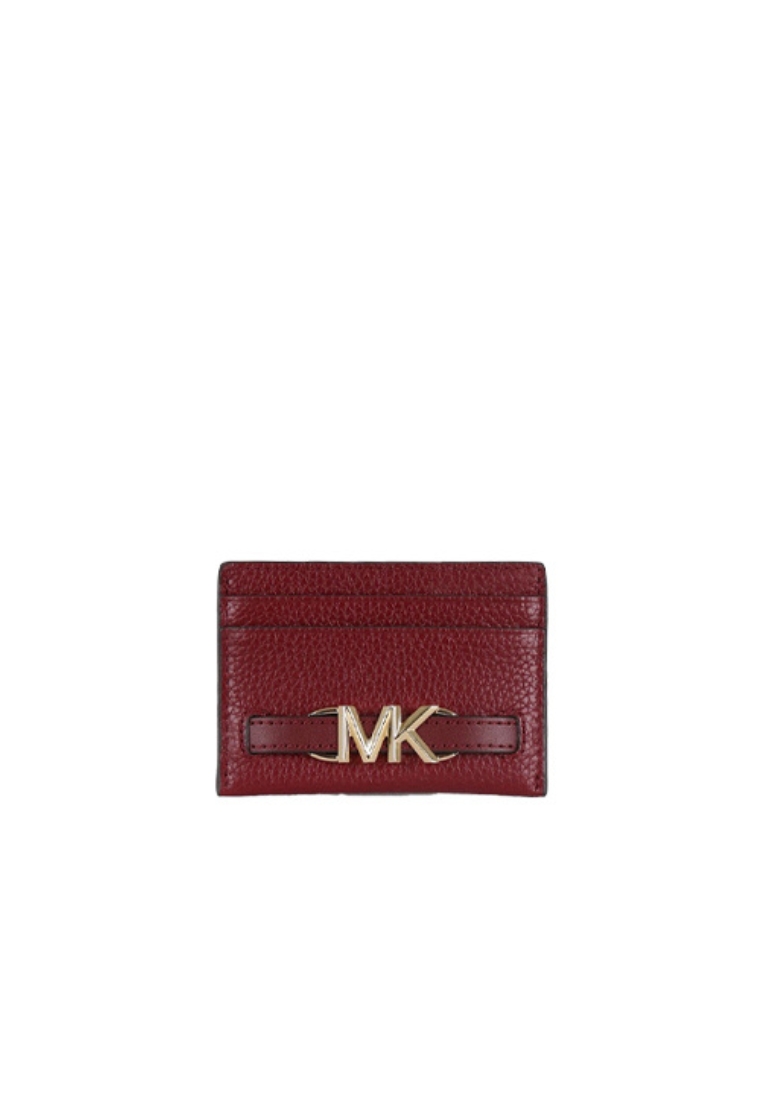 MICHAEL KORS Michael Kors Reed Logo Card Case Pebbled Leather In Dark Cherry 35S3G6RD3L