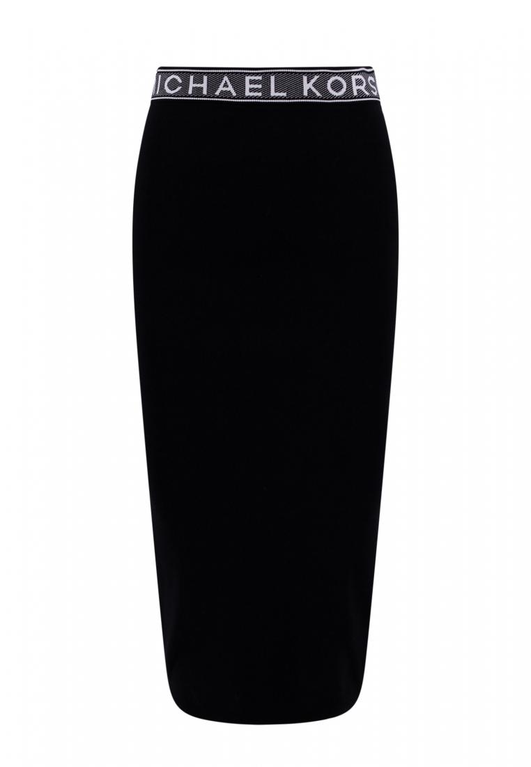 Recycled viscose blend skirt with logo detail - MICHAEL KORS - Black