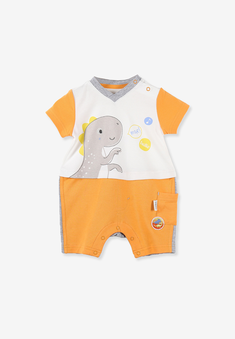 MiDes 嬰兒男童 Happy Dino 短袖連身衣