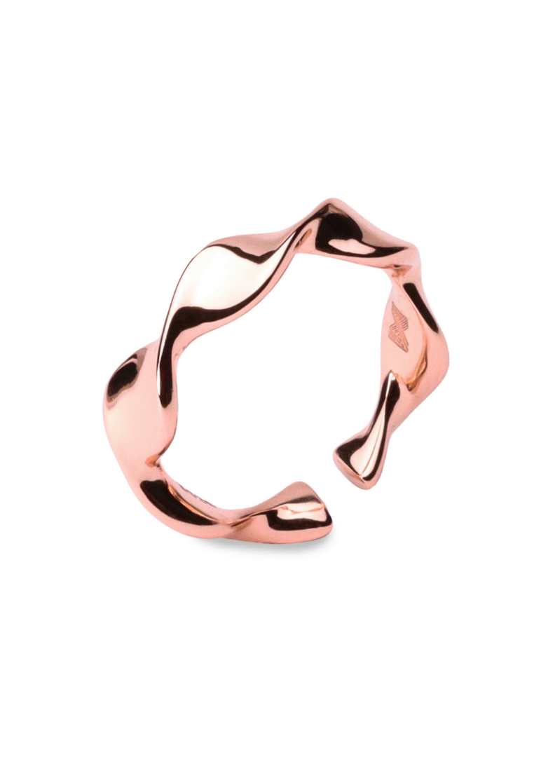 Millenne MILLENNE Millennia 2000 Organic Wave Stackable Rose Gold Ring with 925 Sterling Silver