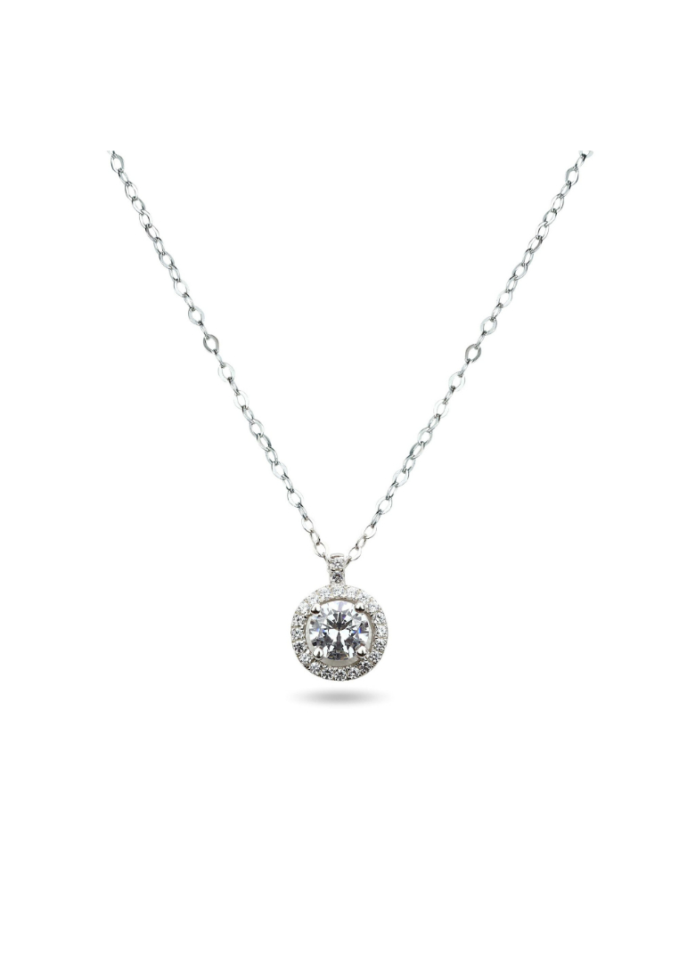 Millenne MILLENNE Made For The Night Surround Solitare Cubic Zirconia White Gold Necklace with 925 Sterling Silver