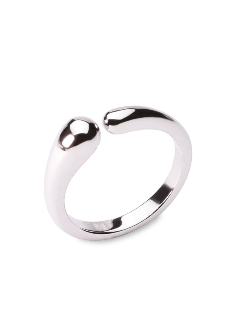 Millenne MILLENNE Minimal Organic Form White Gold Adjustable Ring with 925 Sterling Silver