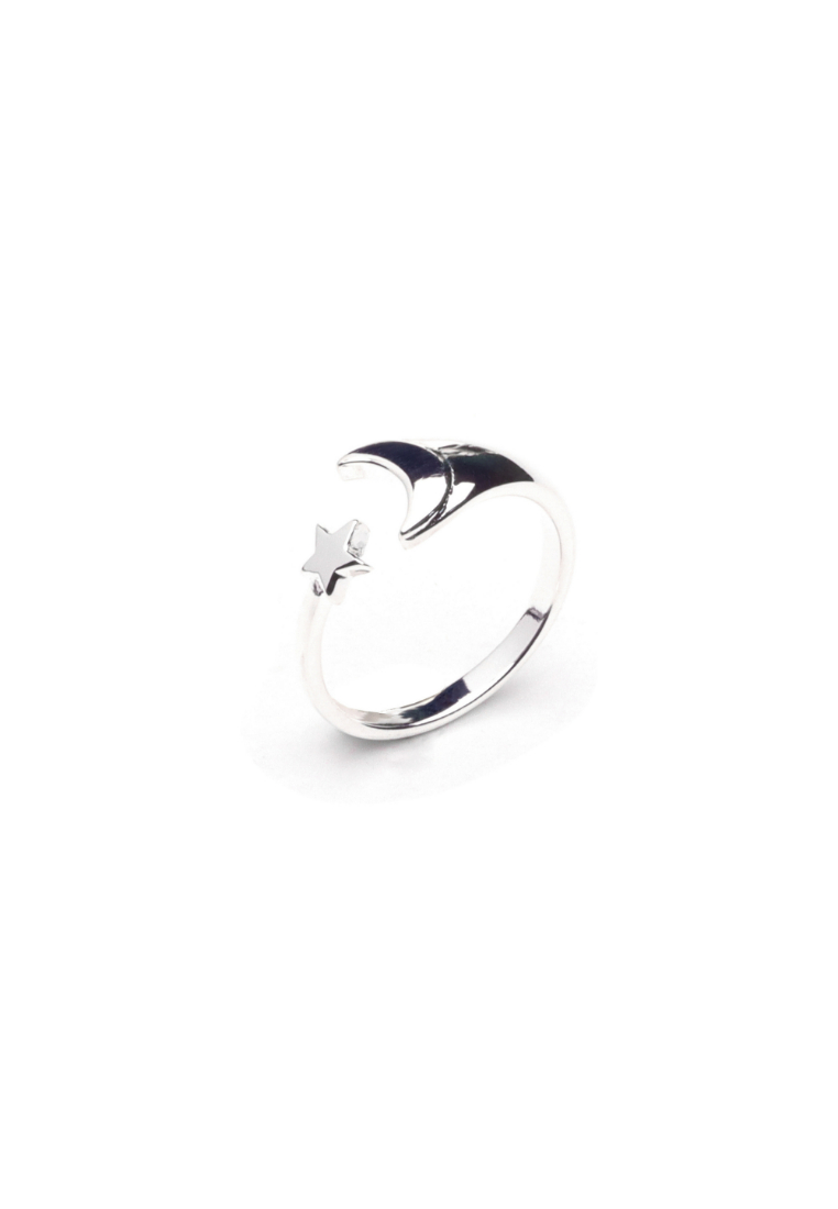 Millenne MILLENNE Match The Stars Cresent Moon and Star Silver Adjustable Ring with 925 Sterling Silver