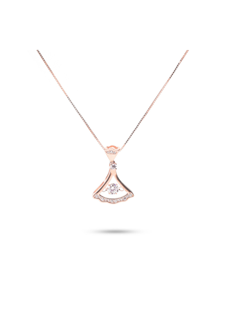 Millenne MILLENNE Made For The Night Trinity Cubic Zirconia Rose Gold Necklace with 925 Sterling Silver