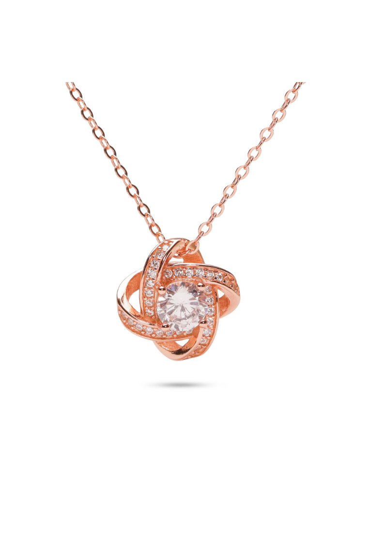 Millenne MILLENNE Made For The Night Diamonds are Forever Cubic Zirconia Rose Gold Necklace with 925 Sterling Silver