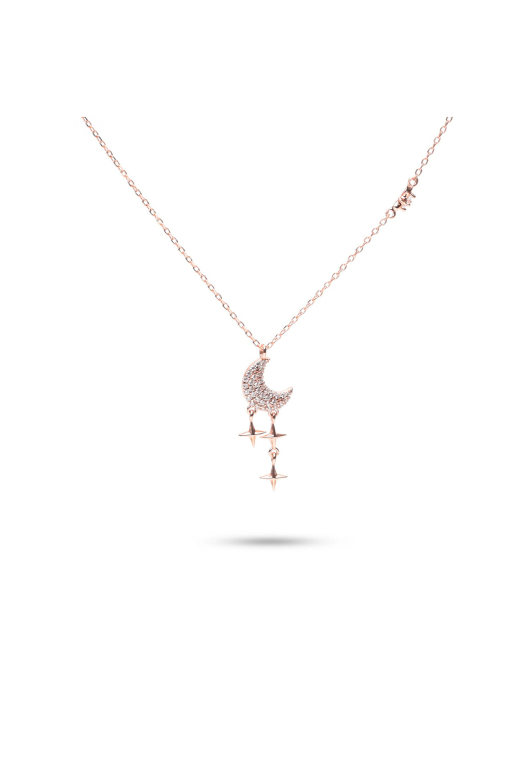 Millenne MILLENNE Match The Stars Gliterring Night Studded Cubic Zirconia Rose Gold Necklace with 925 Sterling Silver