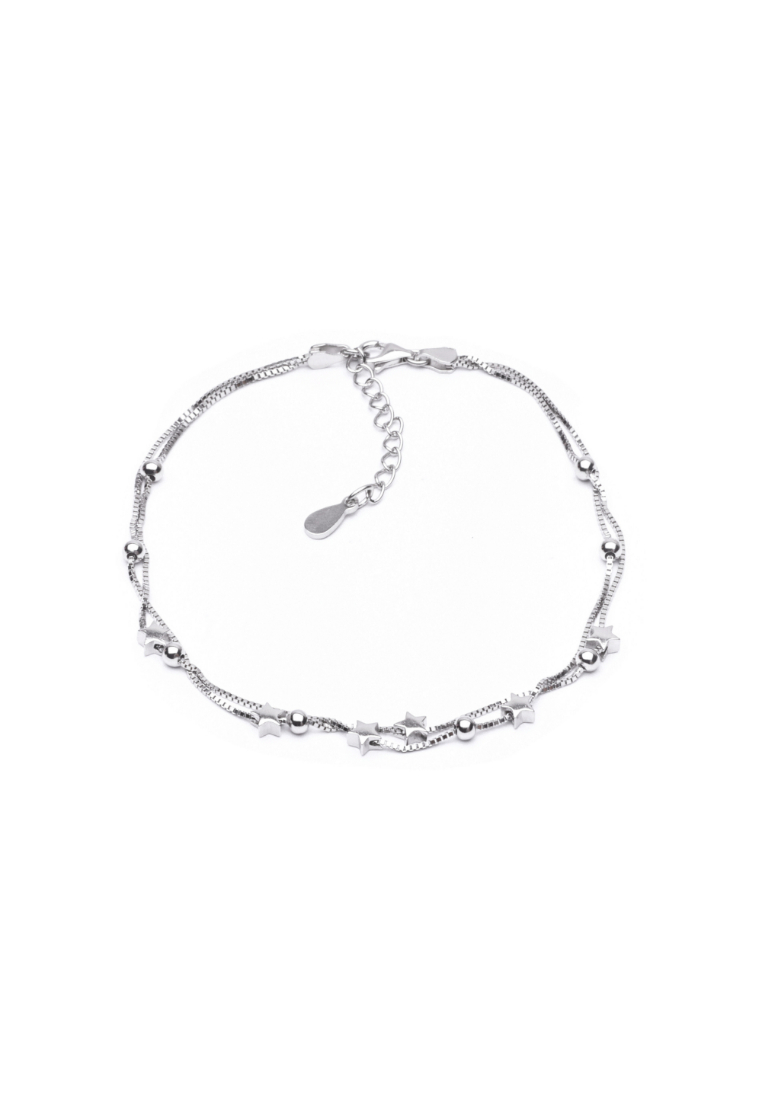 Millenne MILLENNE Millennia 2000 Ball and Star Silver Anklet with 925 Sterling Silver