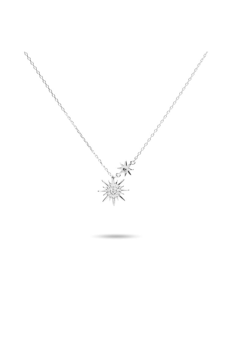 Millenne MILLENNE Match The Stars Sun Is A Star Studded Cubic Zirconia White Gold Necklace with 925 Sterling Silver