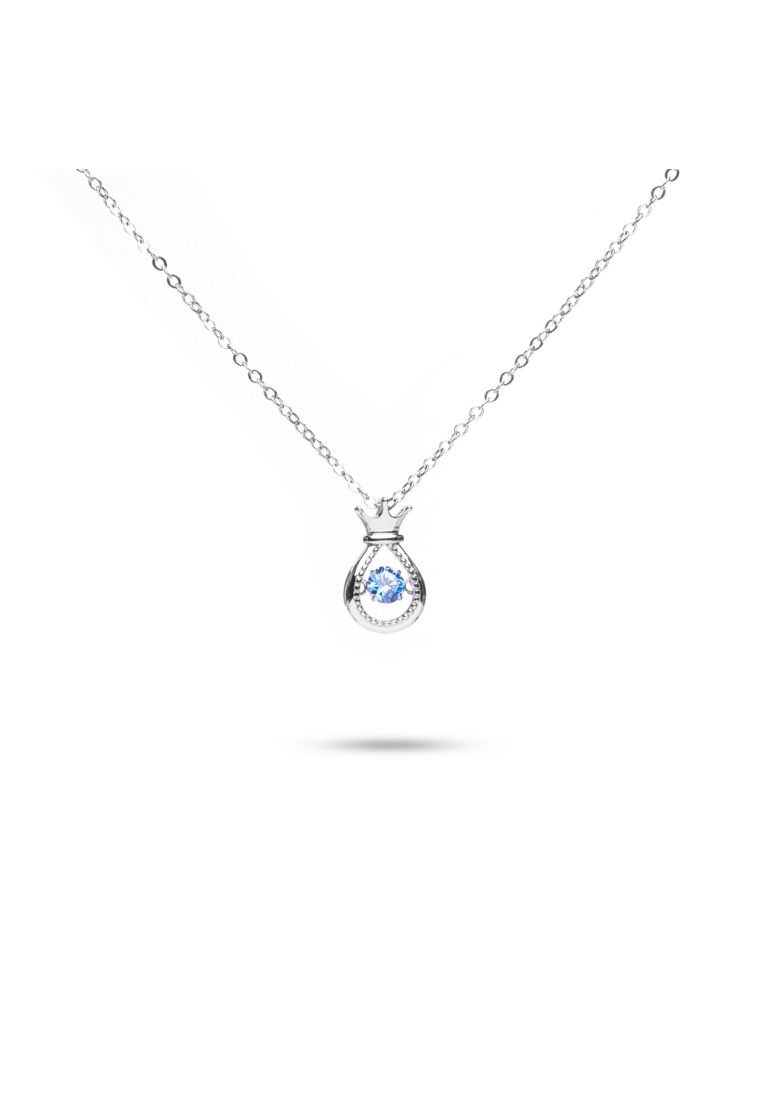 Millenne MILLENNE Multifaceted Blue Topaz Ice Queen White Gold Necklace with 925 Sterling Silver
