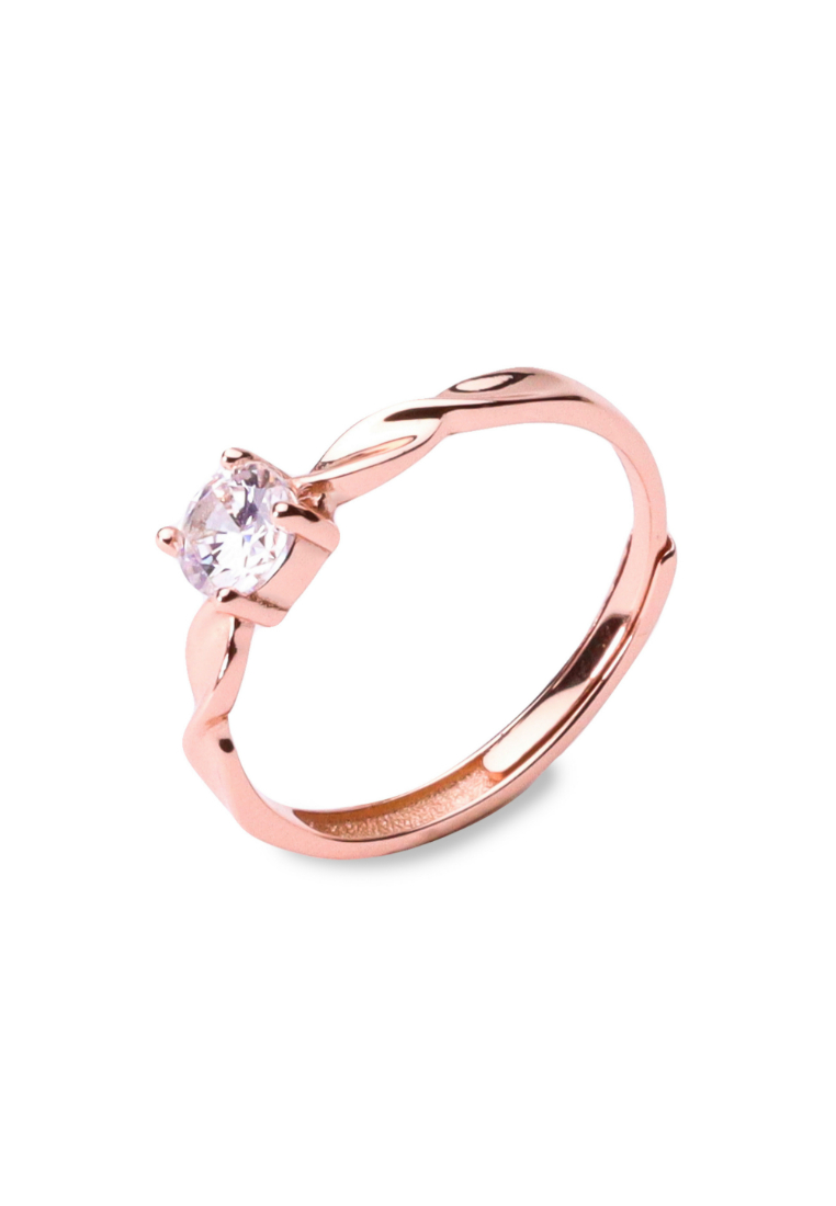 Millenne MILLENNE Made For The Night Diamonds are Forever Square Cubic Zirconia Rose Gold Ring with 925 Sterling Silver