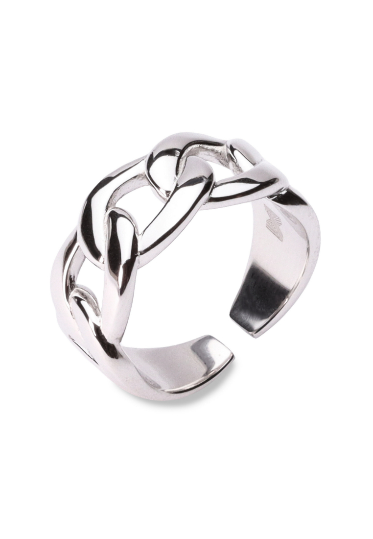Millenne MILLENNE Millennia 2000 Figaro Chain Link White Gold Ring with 925 Sterling Silver