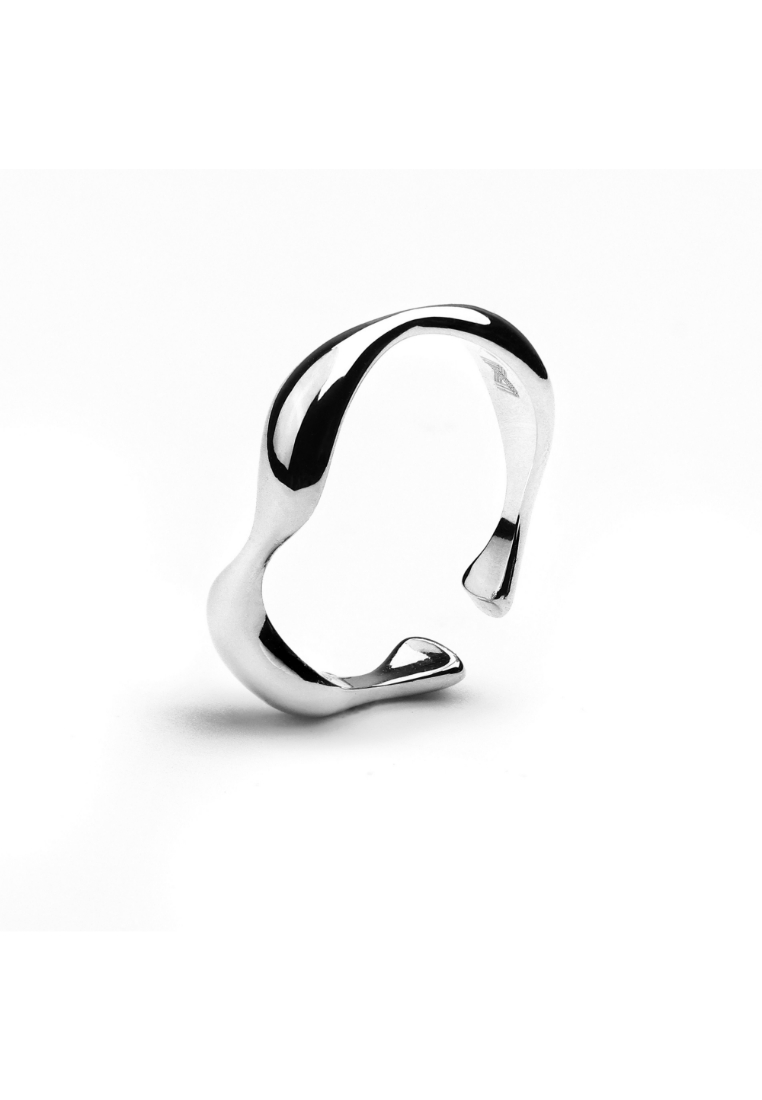 Millenne MILLENNE Minimal Organic Flow Rhodium Ring with 925 Sterling Silver