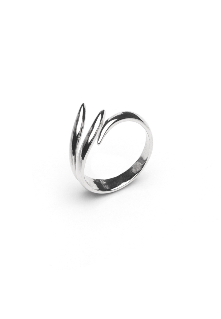 Millenne MILLENNE Minimal Asymmetrical Silver Adjustable Ring with 925 Sterling Silver