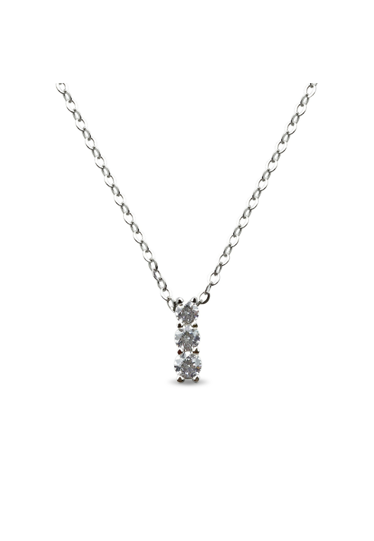 Millenne MILLENNE Made For The Night Triple Diamond Cubic Zirconia White Gold Necklace with 925 Sterling Silver