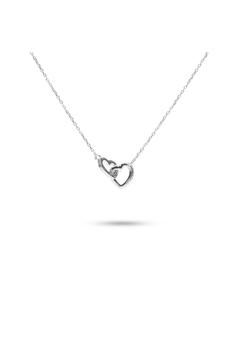 Millenne MILLENNE Made For The Night Forever Linked Hearts Cubic Zirconia Rhodium Necklace with 925 Sterling Silver