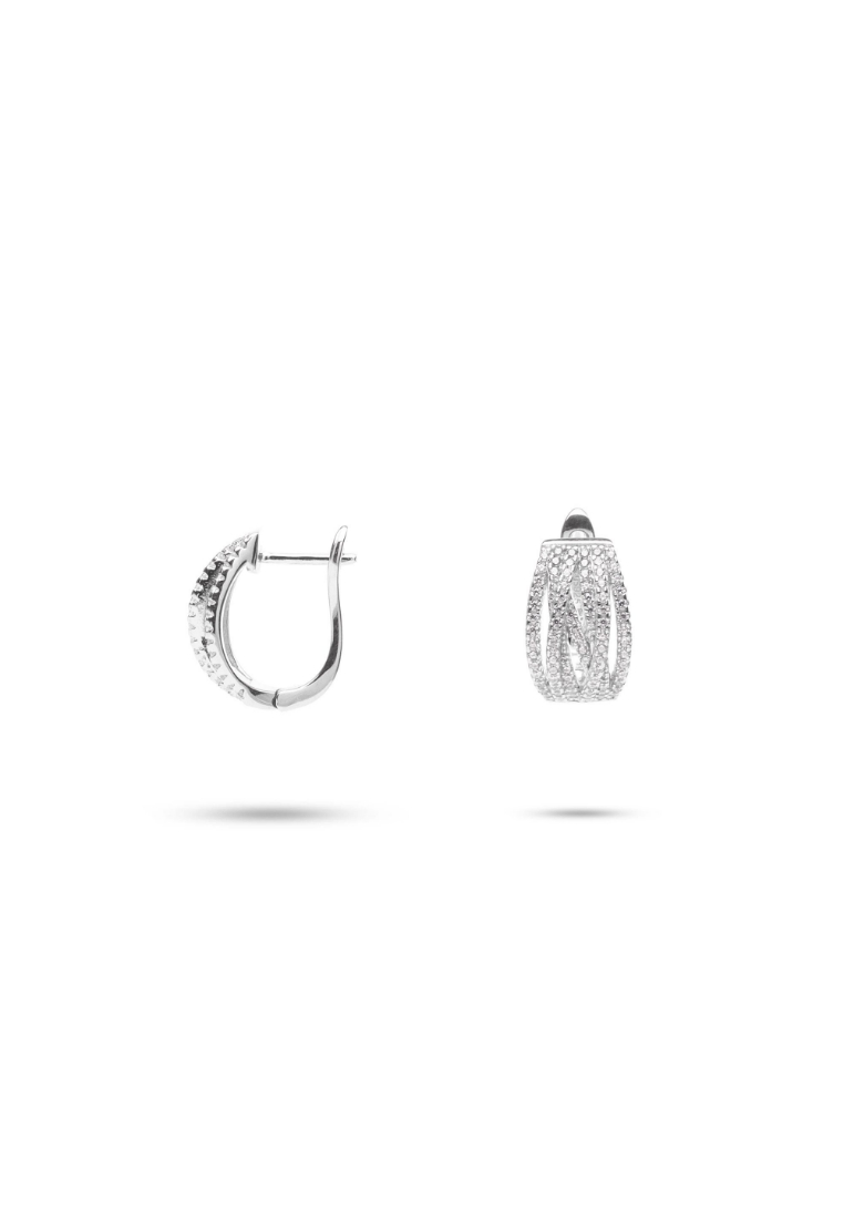 Millenne MILLENNE Made For The Night Statement Cubic Zirconia Rhodium Hoop Earrings with 925 Sterling Silver