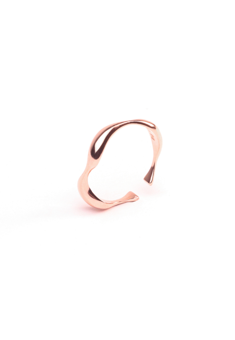 Millenne MILLENNE Minimal Organic Flow Rose Gold Ring with 925 Sterling Silver