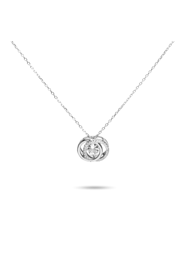 Millenne MILLENNE Made For The Night Circle Loop Studded Cubic Zirconia White Gold Necklace with 925 Sterling Silver