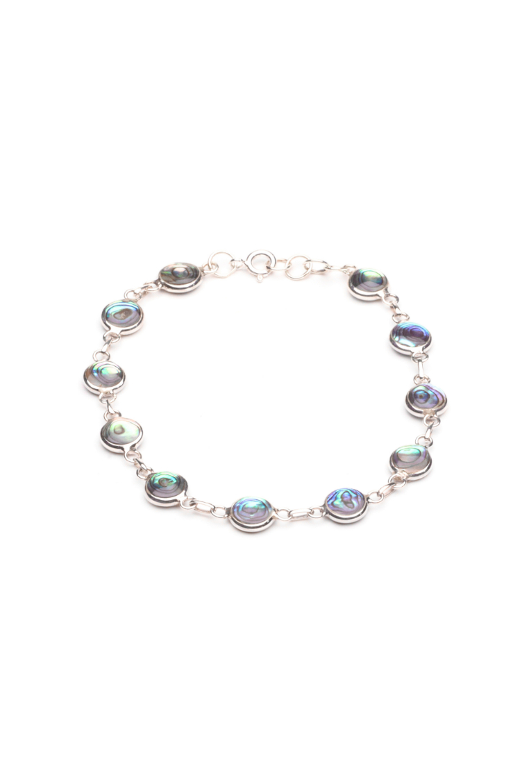 Millenne MILLENNE Multifaceted Abalone Shell Silver Charm Bracelet with 925 Sterling Silver