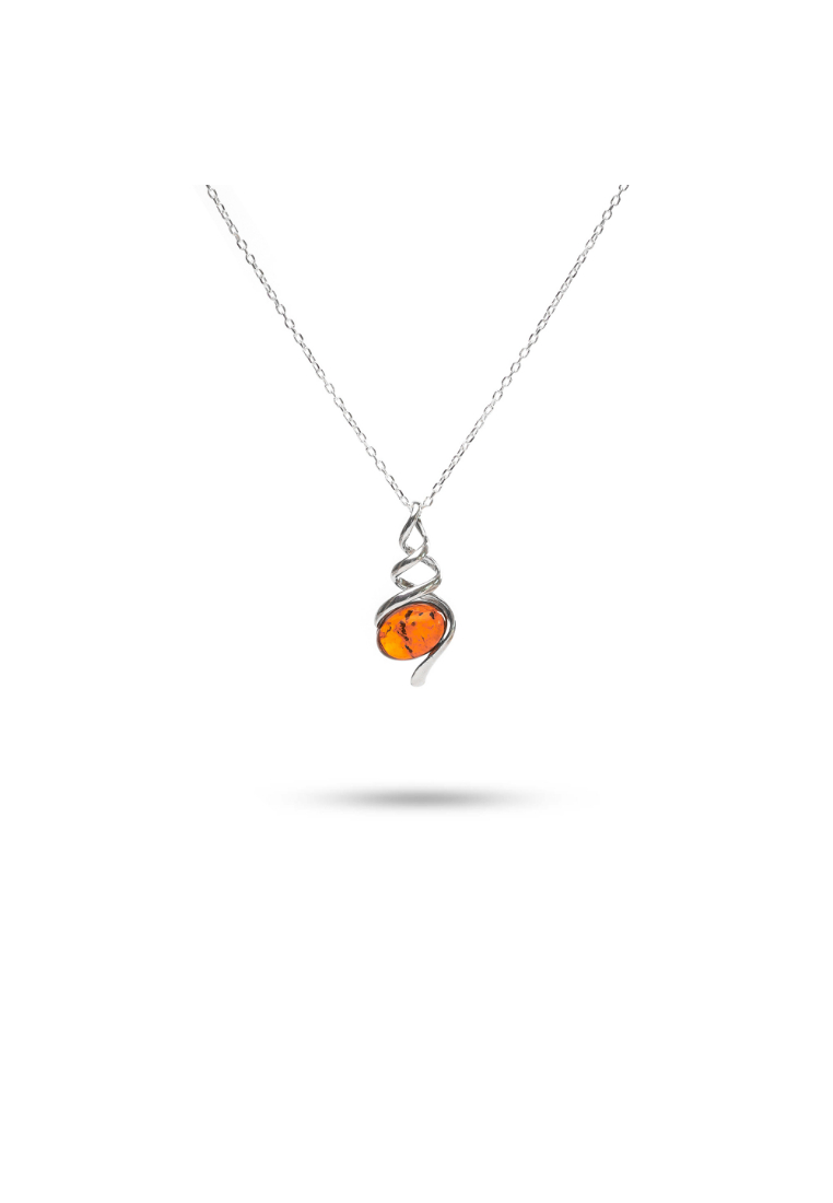 Millenne MILLENNE Multifaceted Baltic Amber Spiral Silver Pendant with 925 Sterling Silver