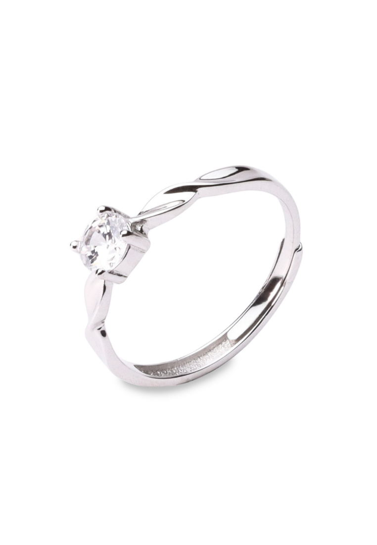 Millenne MILLENNE Made For The Night Diamonds are Forever Square Cubic Zirconia White Gold Ring with 925 Sterling Silver