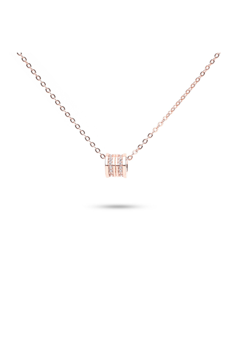 Millenne MILLENNE Made For The Night Revolve Studded Cubic Zirconia Rose Gold Necklace with 925 Sterling Silver
